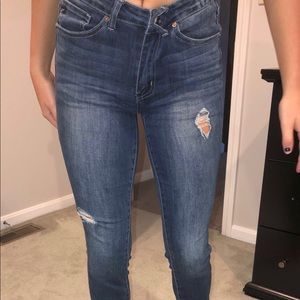 Navy blue ripped boyfriend jeans